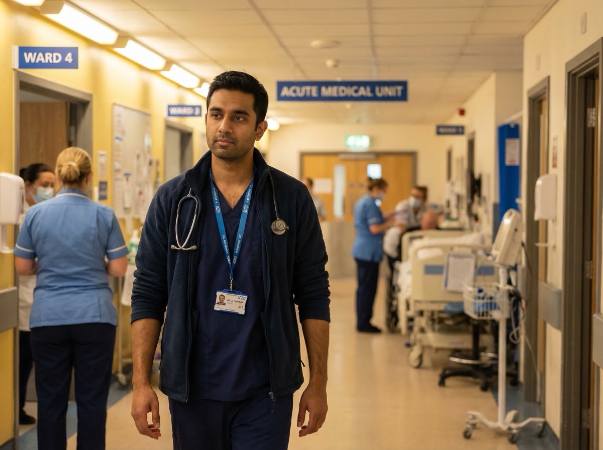 Doctor walking hospital wards — the beginning of Dr Faizal's medical journey